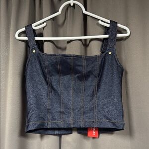 Guess Blue Fitted Crop Tank Top